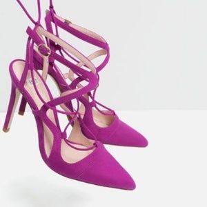 Zara Size 8 Pink Pointy Strappy Heels